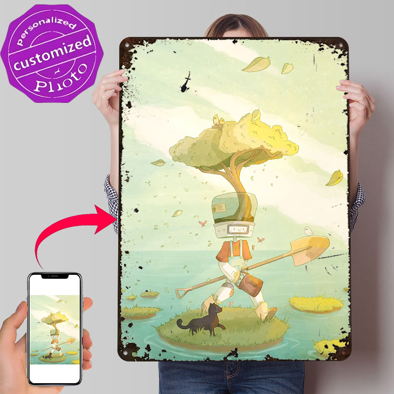 Bonsai Garden Art - Affiche robot jardinier bonsaï rétro, plaques
